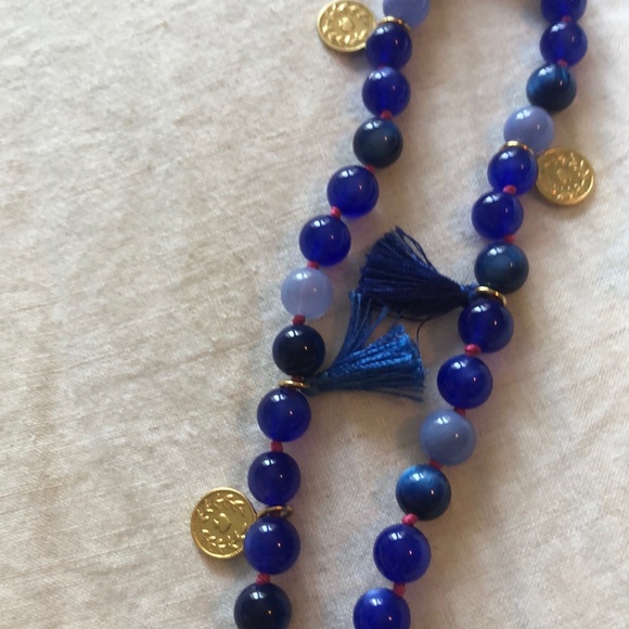 Kate Spade Blue Tassel Pom Pom Necklace - Picture 4 of 6